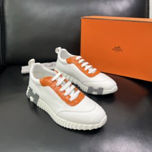hermes bouncing luxury sneakers white orange