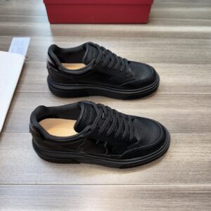 ferragamo casual suede napa leather sneakers black