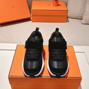 hermes loop leather sneakers black