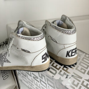 golden goose sky star high top sneakers silver