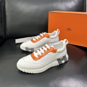 hermes bouncing luxury sneakers white orange