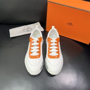 hermes bouncing luxury sneakers white orange