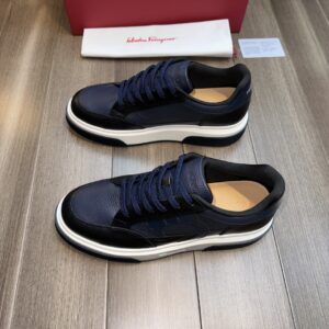 ferragamo casual suede napa leather sneakers blue