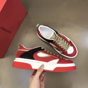 ferragamo multi material casual sneakers red