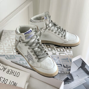 golden goose sky star high top sneakers silver