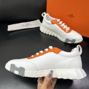 hermes bouncing luxury sneakers white orange