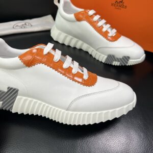 hermes bouncing luxury sneakers white orange
