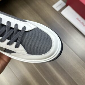 ferragamo casual napa leather mesh sneakers grey white