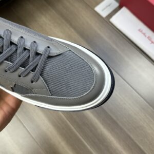 ferragamo casual napa leather mesh sneakers grey