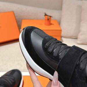 hermes loop leather sneakers black