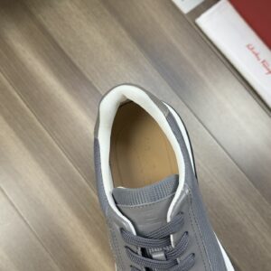 ferragamo casual napa leather mesh sneakers grey