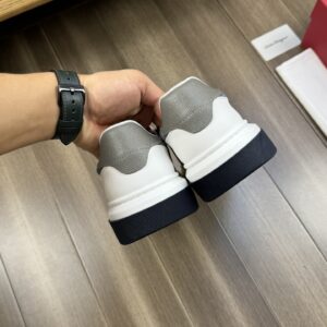 ferragamo casual napa leather mesh sneakers grey white