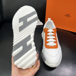 hermes bouncing luxury sneakers white orange