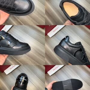 ferragamo casual suede napa leather sneakers black