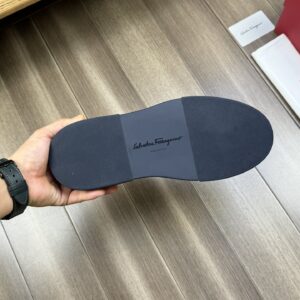 ferragamo casual napa leather mesh sneakers grey