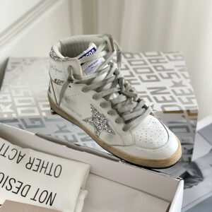 golden goose sky star high top sneakers silver