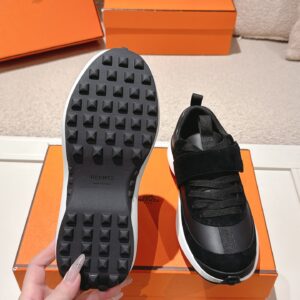 hermes loop leather sneakers black