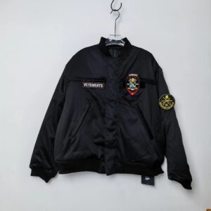 vetements patchwork pu jacket black