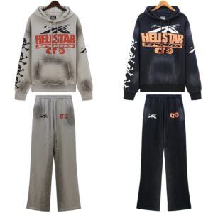 hellstar retro hoodie set, multicolor