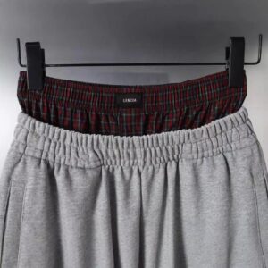 lencia checkered stitch pants gray