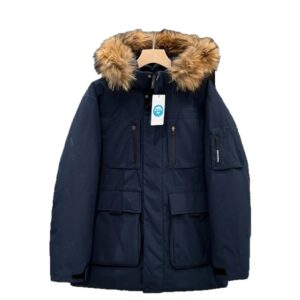 moose outdoor down jacket with fur, multicolor