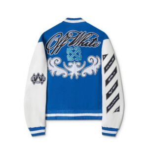 off white paisley varsity jacket blue