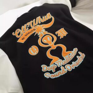 off white skull print jacket black