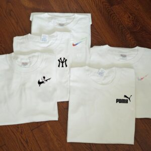 summer men's heavy cotton tee+white and black