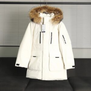 moose outdoor down jacket with fur, multicolor