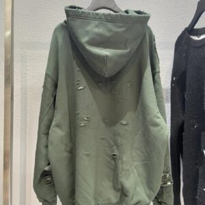 balenciaga distressed hoodie green