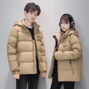 nike winter trendy down jacket+black and beige