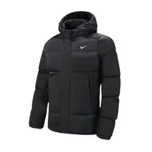nike winter hooded puffer jacket+black and blue