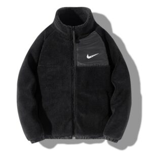 nike sherpa jacket +white and black