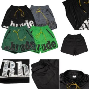 rhude letter print shorts