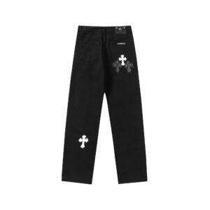 chromeheart cross embroidered jeans