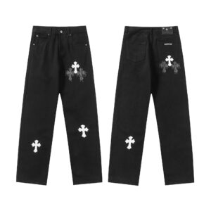 chromeheart cross embroidered jeans