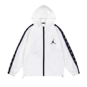 air jordan basketball hooded jacket (white and black)