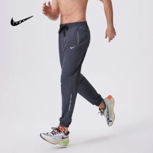 nike 2025 new silk running pants+black and gray