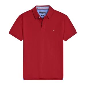 tommy hilfiger men's business casual solid polo shirt with classic colla