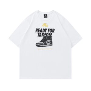 air jordan spring print cotton tee（white and black)