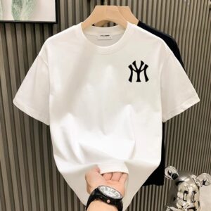 summer men's heavy cotton tee+white and black