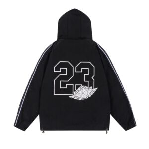 air jordan basketball hooded jacket (white and black)