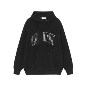 cel embroidered logo knit hoodie