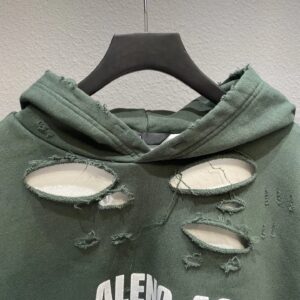 balenciaga distressed hoodie green