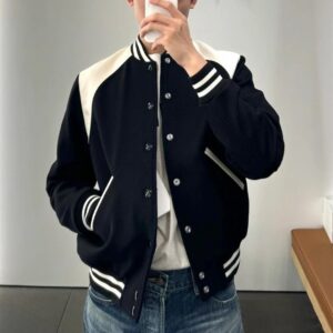 retro colorblock baseball jacket