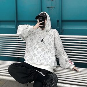 clot x air jordan hoodie (white and black)