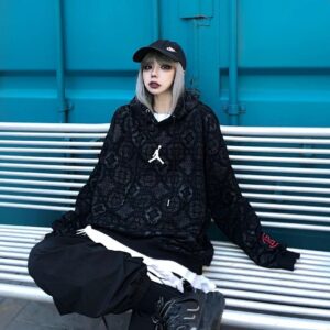 clot x air jordan hoodie (white and black)