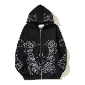 skull pattern hoodie