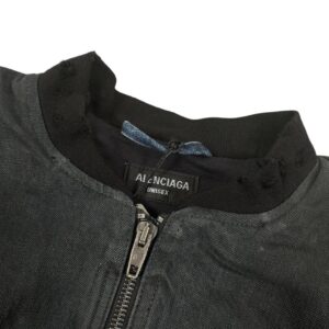 balenciaga distressed denim jacket black