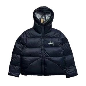 stussy puffer jacket black